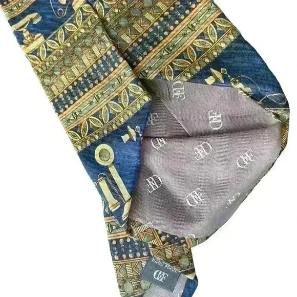 Daniel De Fasson Men’s Silk Tie Handmade Antique Telephone Design Classic Career - Picture 5 of 12